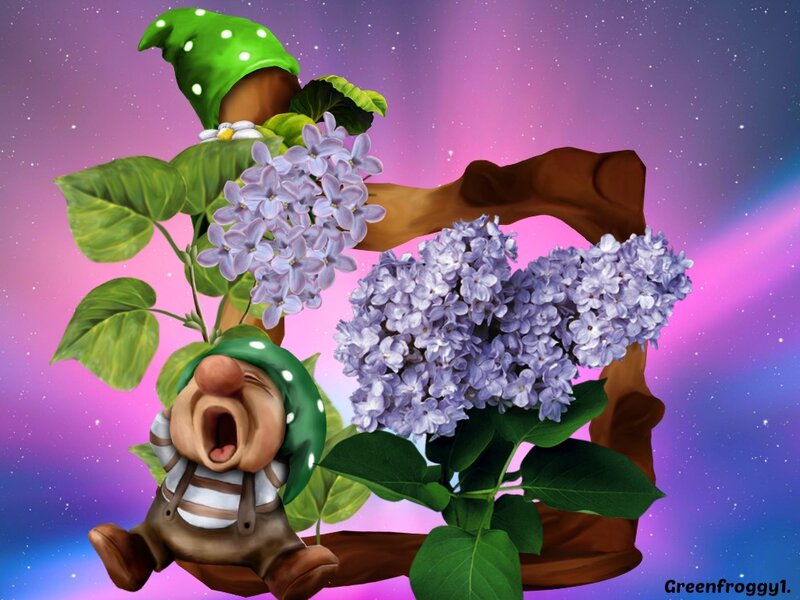 Dwarf with Lilac Flowers