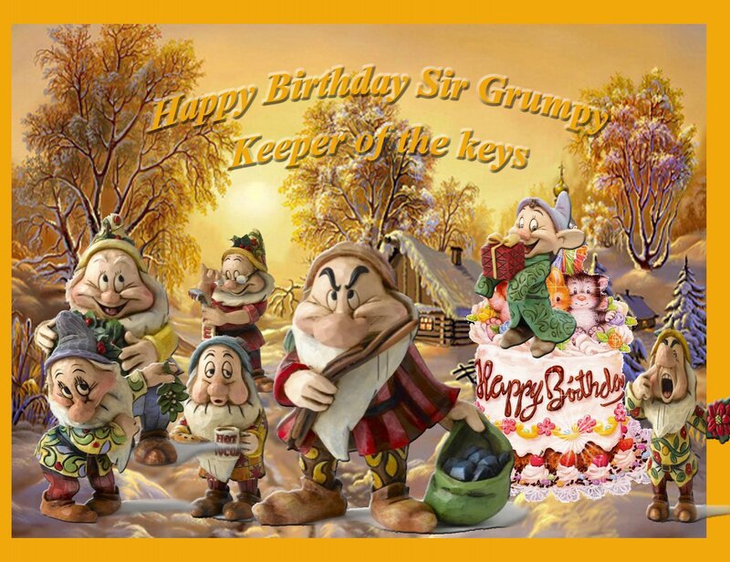 Dwarfs with Birthday Cake