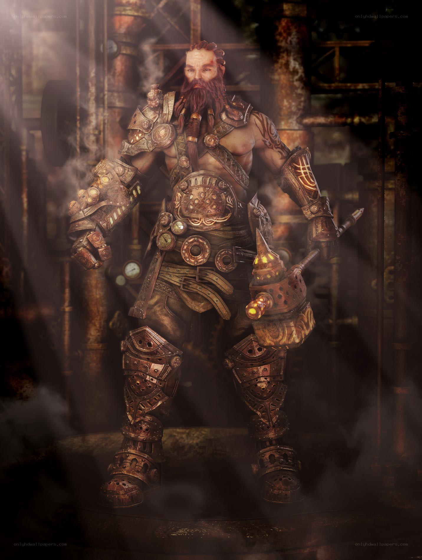 dwarven steampunk warrior