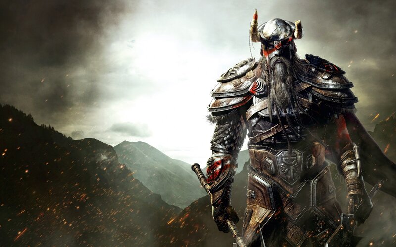 Dwarven Warrior in Armor — Gray, Dramatic, Digital Art