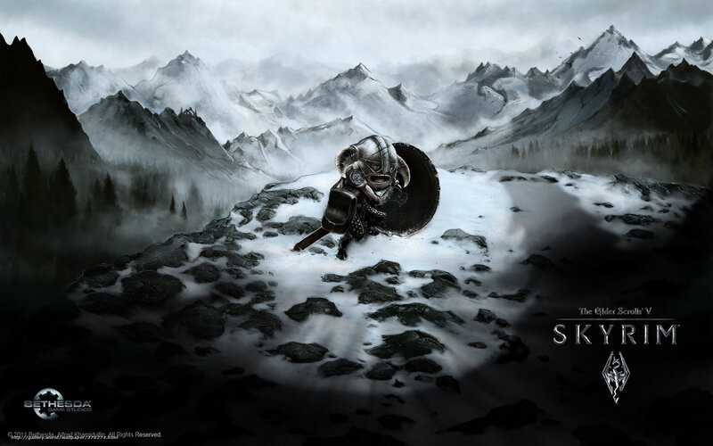 Dwarven warrior in snowy mountains