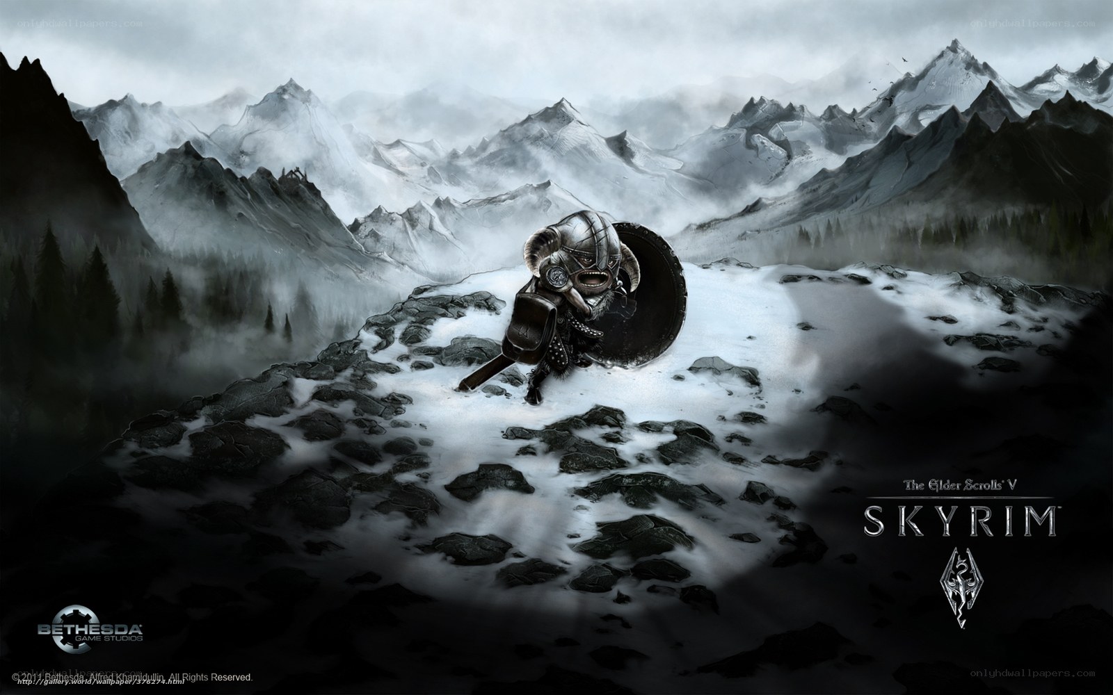 Dwarven warrior in snowy mountains