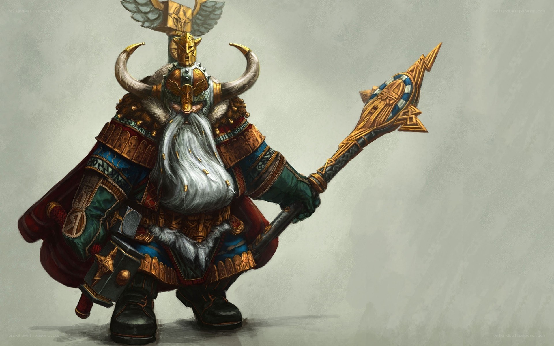 dwarven warrior with staff