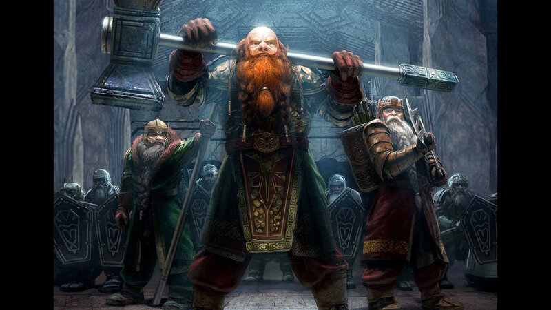 dwarven warriors in stone hall