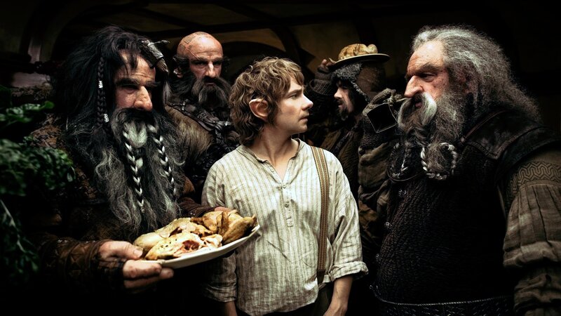 Dwarves and Hobbit in Hall