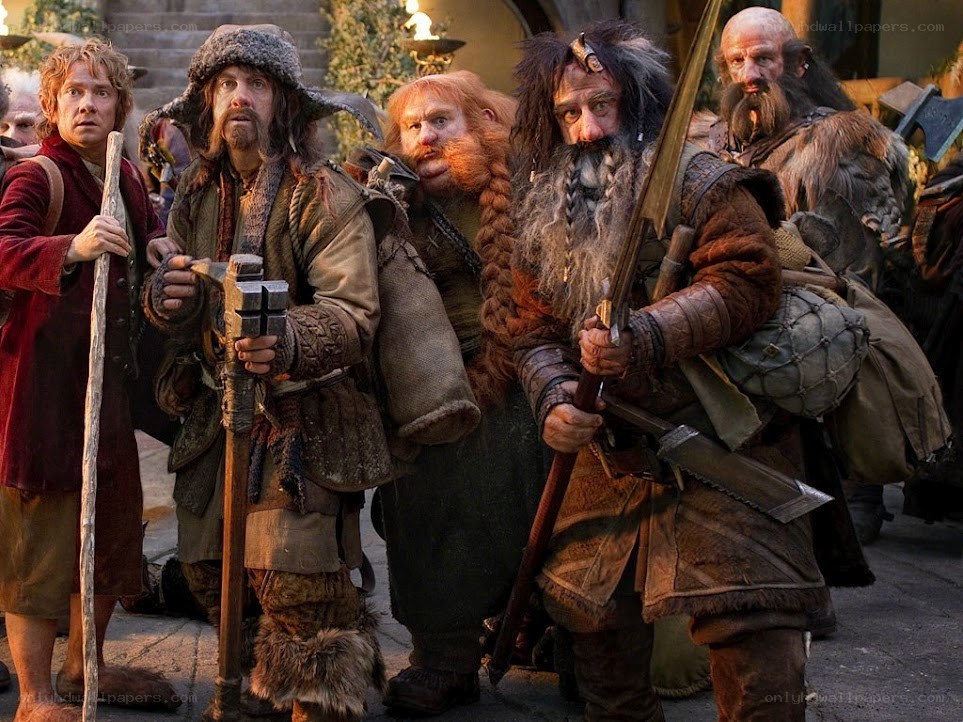 dwarves and hobbit on adventure
