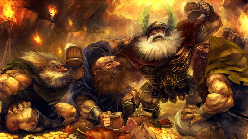 Dwarves Celebrating — Orange