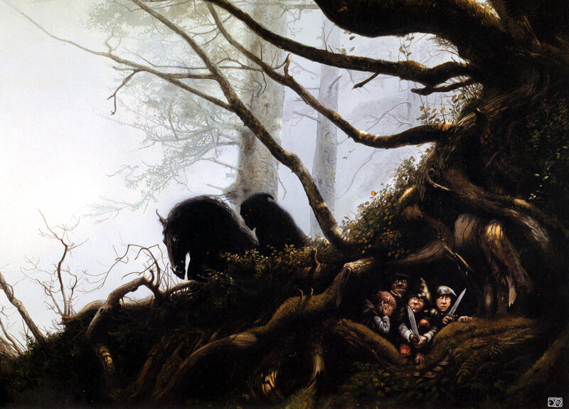 Dwarves hiding from wargs