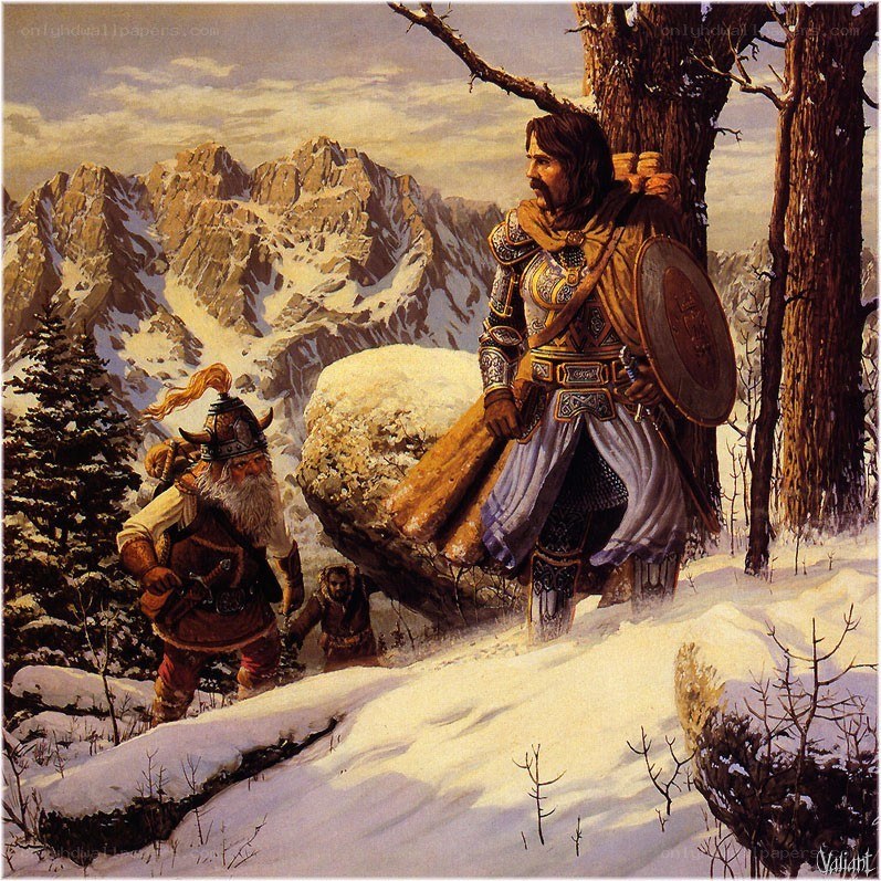 Dwarves in a snowy mountain pass