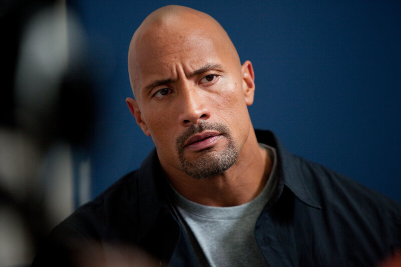 Dwayne Johnson in a serious pose