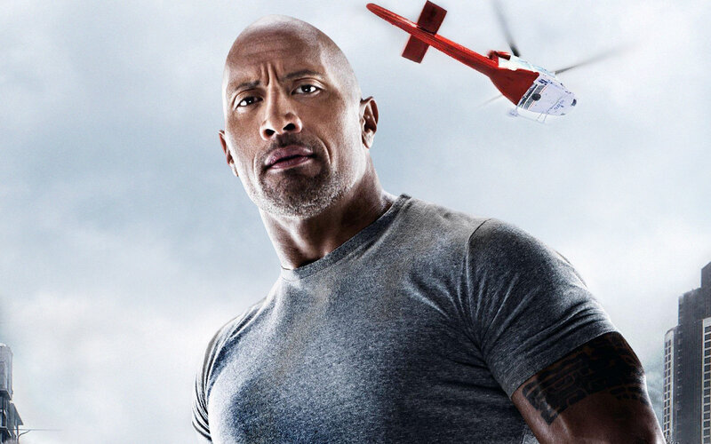 Dwayne Johnson in Gray Shirt