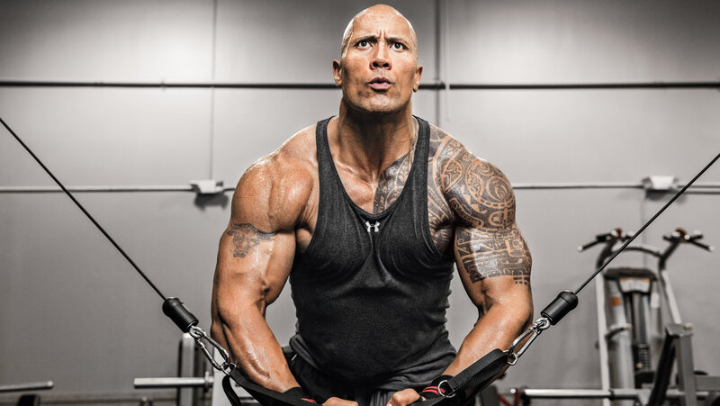 Dwayne Johnson working out
