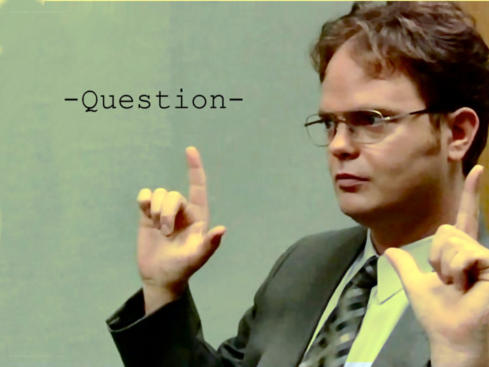 Dwight Schrute asking a question
