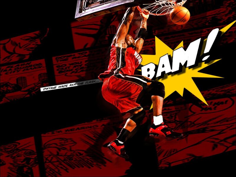 Dwyane Wade Dunks in Comic Style
