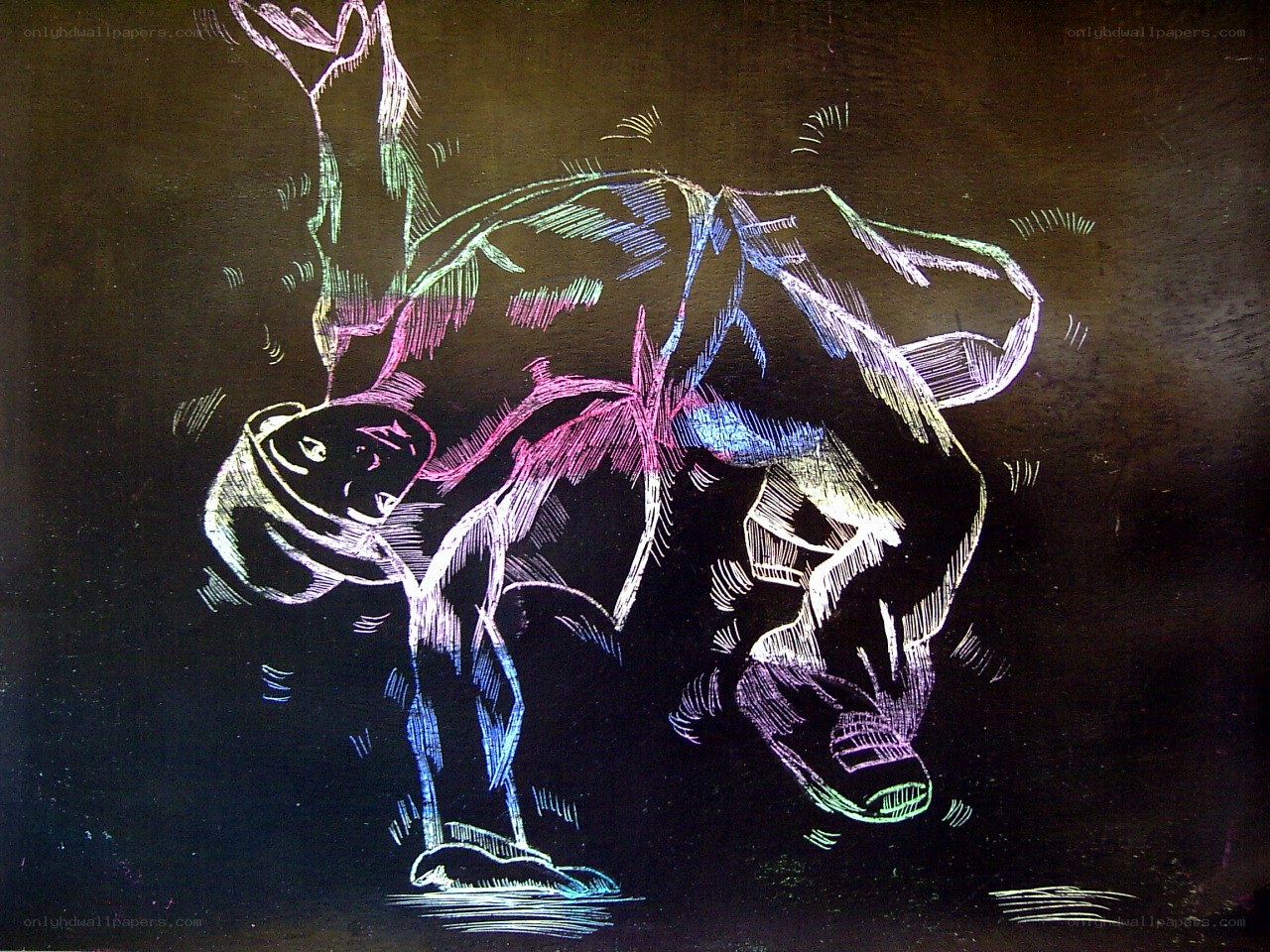 Dynamic chalk drawing of a dancer