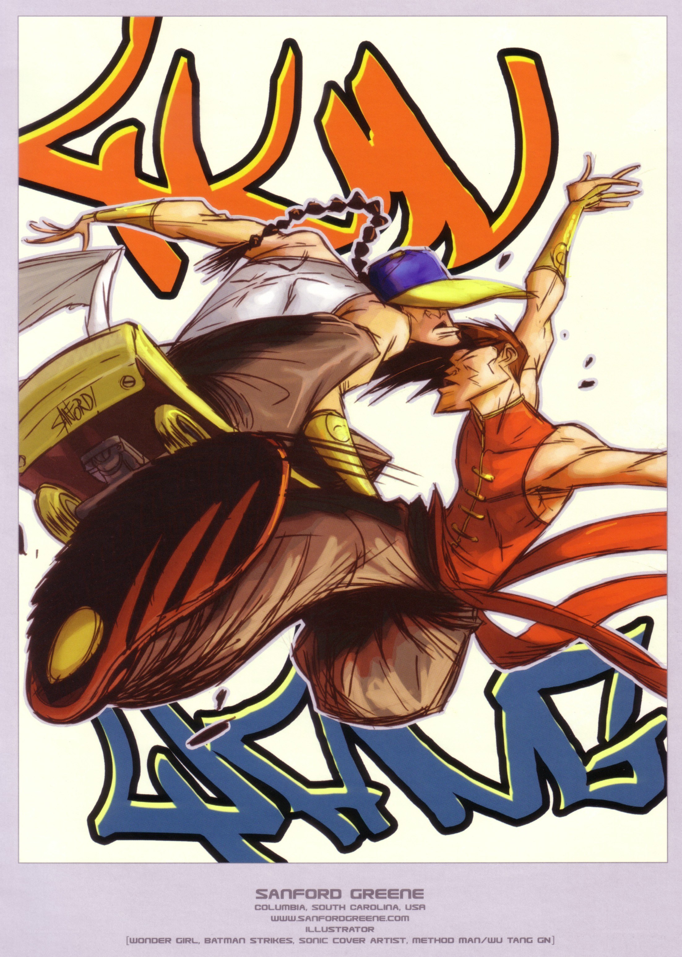 Dynamic comic art of two characters in action