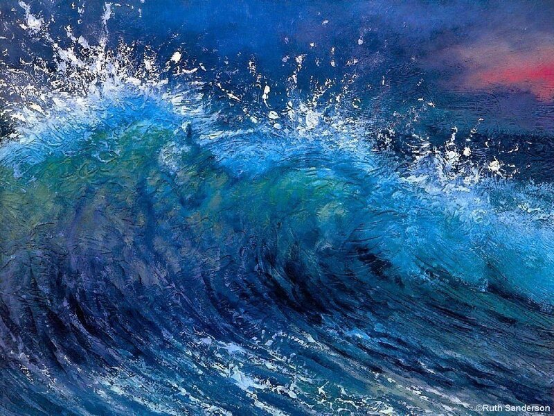 Dynamic ocean wave painting