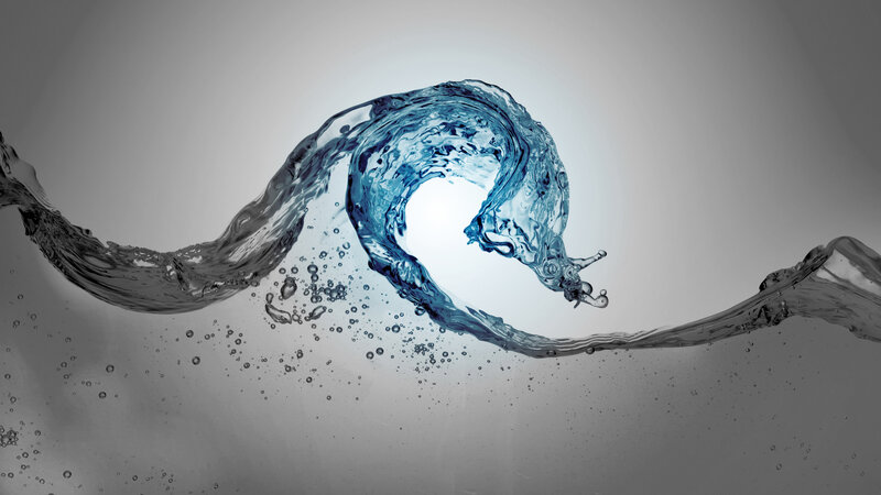 Dynamic water wave in motion