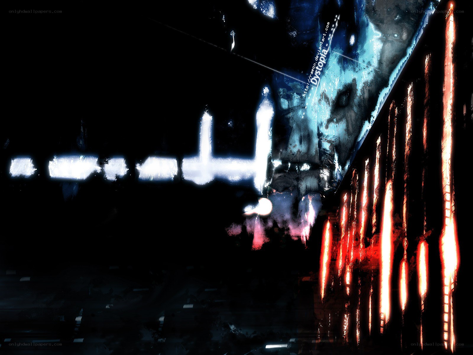dystopian cityscape at night