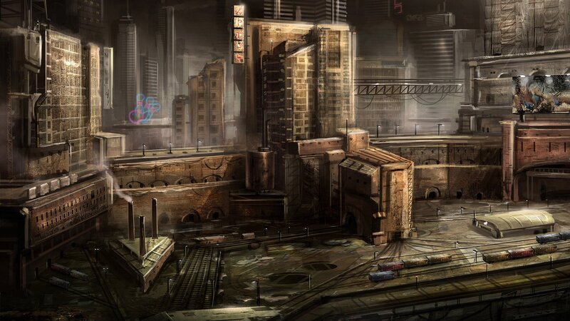 Dystopian Cityscape — Brown