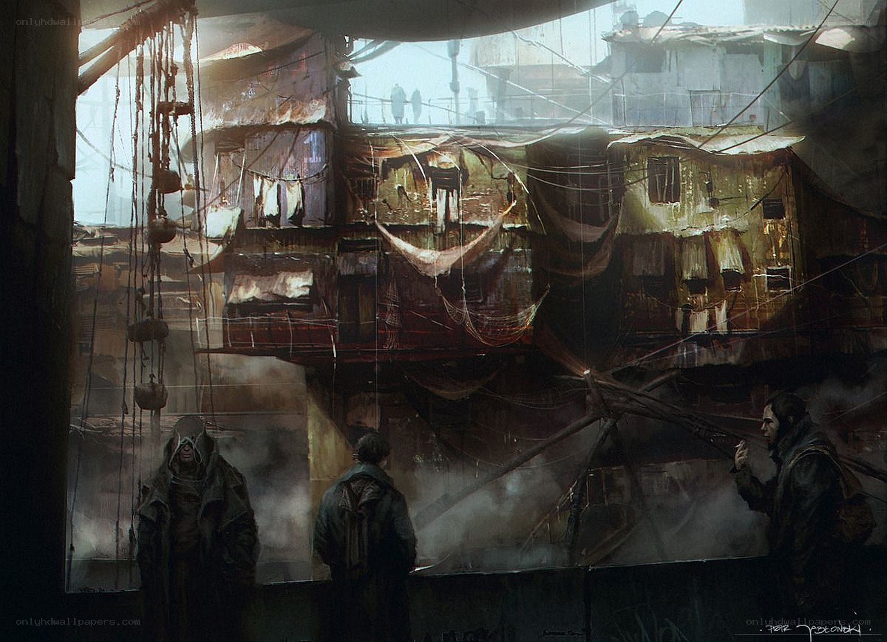 dystopian cityscape view