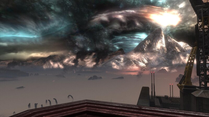 dystopian mountain landscape