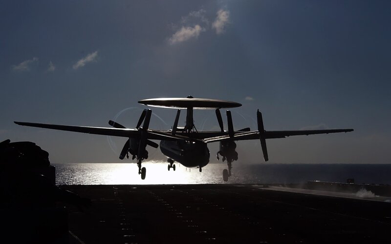 E-2 Hawkeye Aircraft — Black, Dramatic