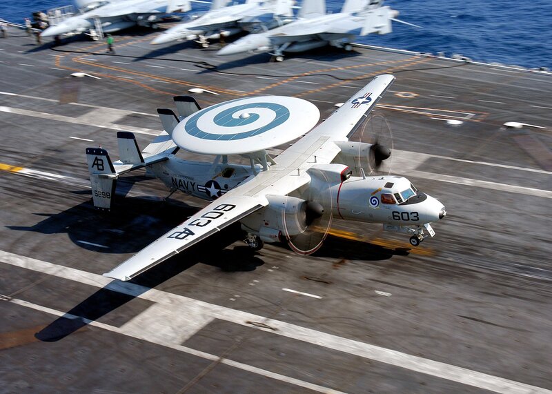 E-2 Hawkeye on aircraft carrier
