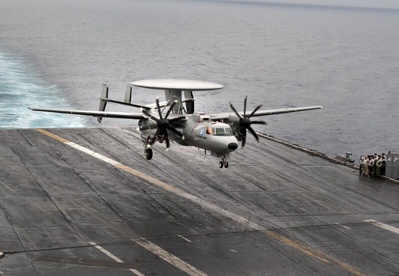 E-2 Hawkeye on aircraft carrier