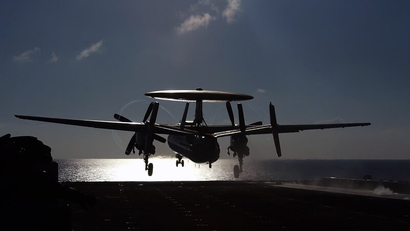 E-2 Hawkeye taking off from aircraft carrier