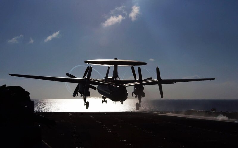 E-2 Hawkeye taking off from aircraft carrier
