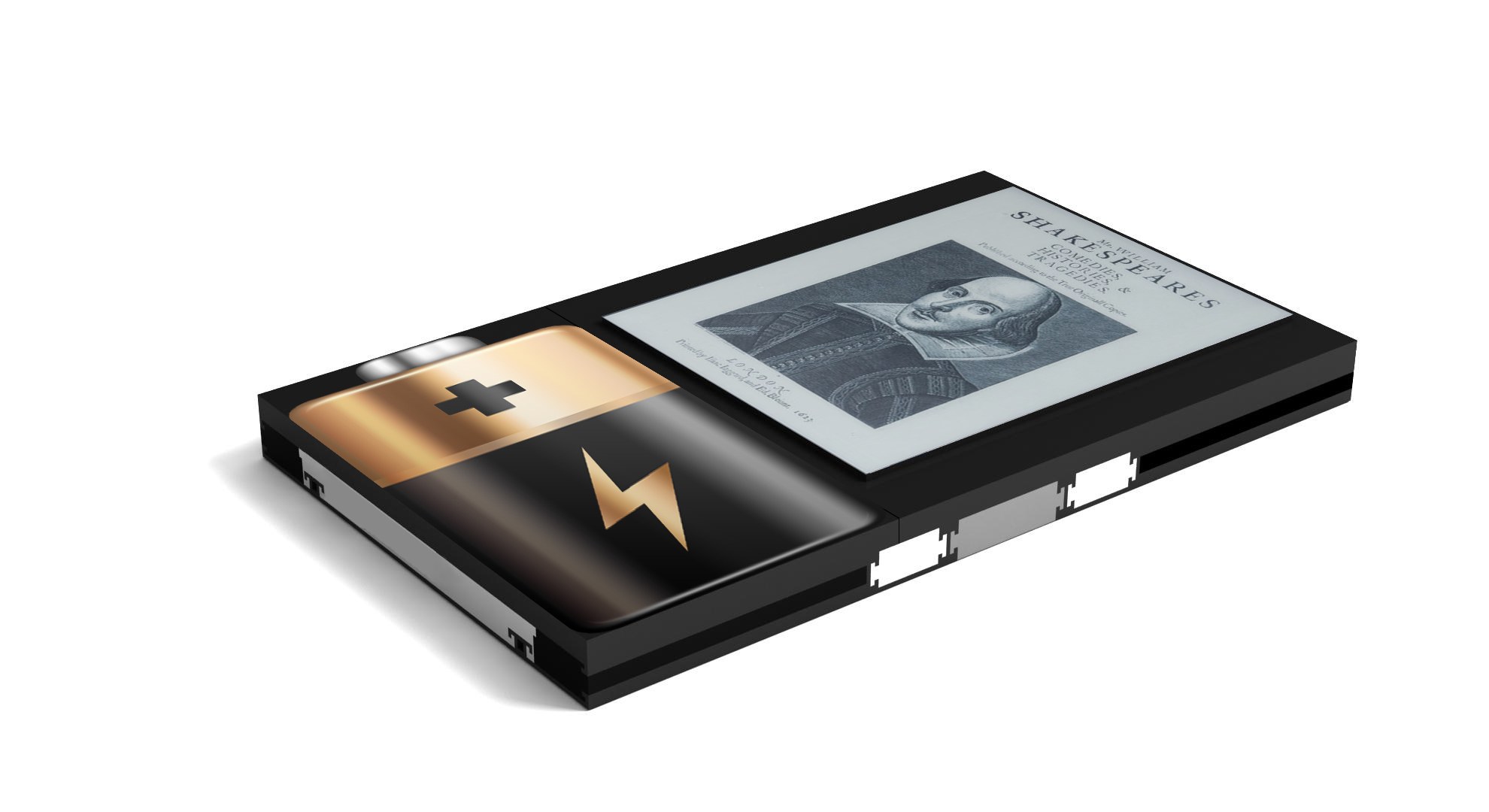 e-reader with Shakespeare book