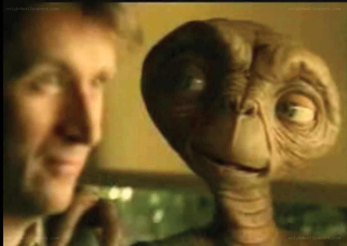 E.T. and a man in close-up