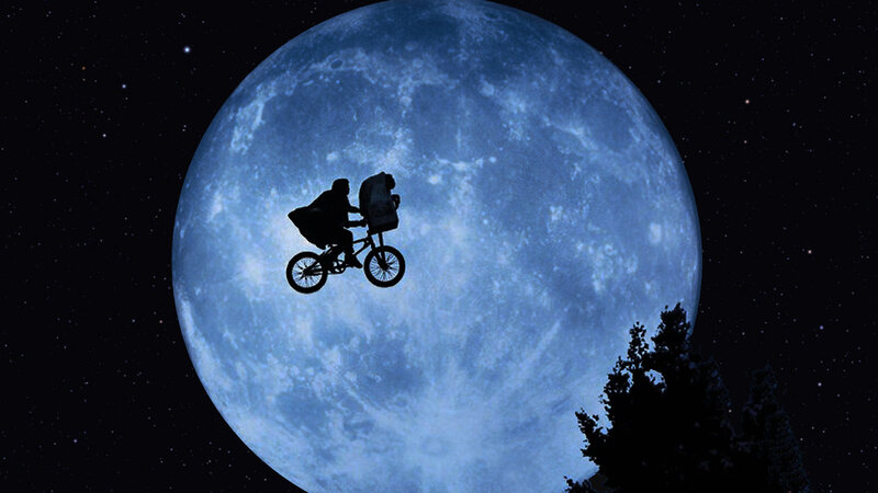 E.T. on a bike against the moon