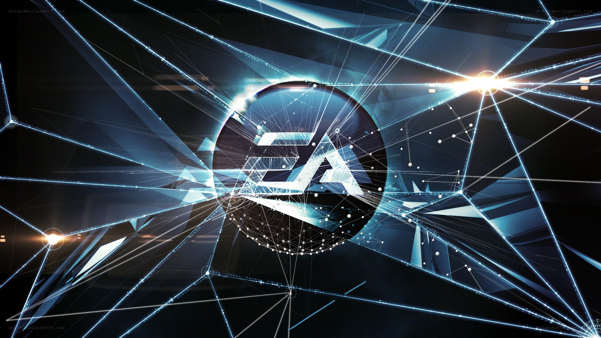 EA logo with digital network