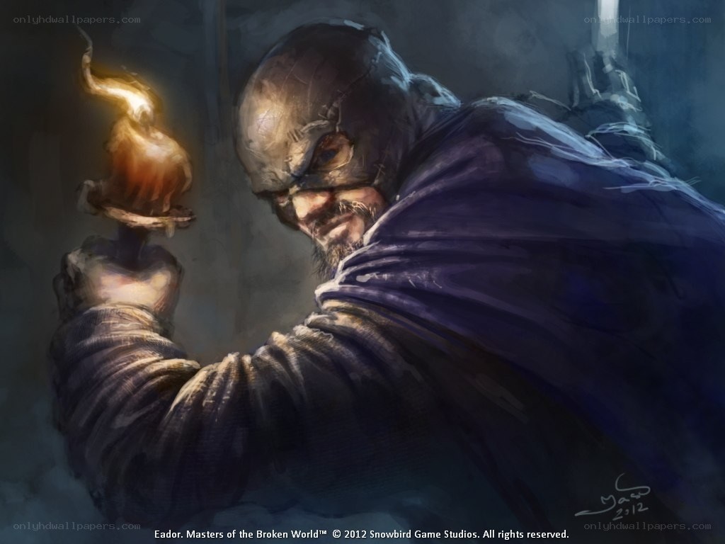 Eador holding a torch