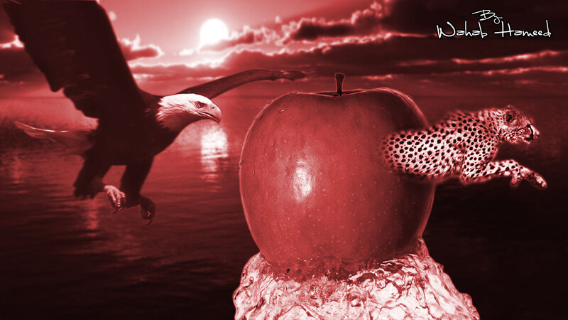 Eagle and Cheetah with Apple