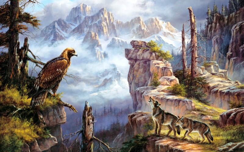 Eagle and Wolves — Brown