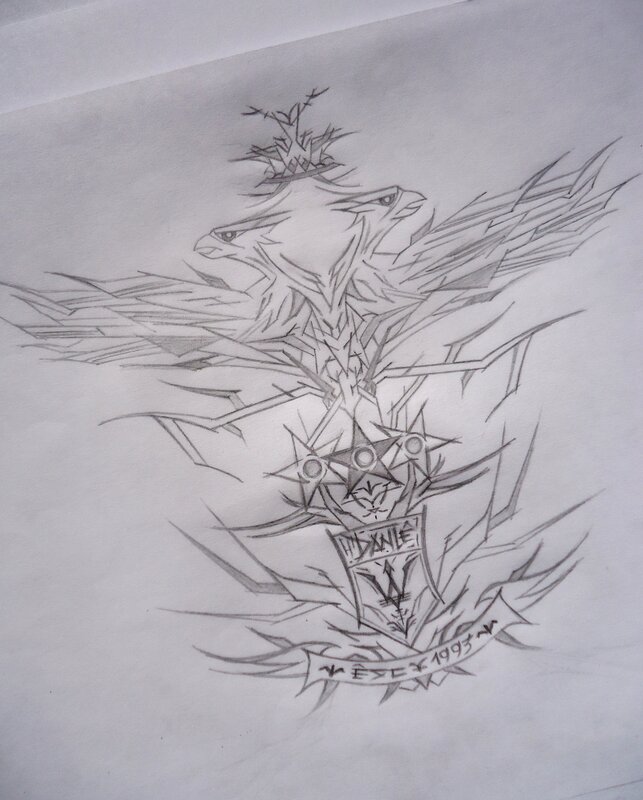 Eagle Crest Drawing — Gray, Dramatic