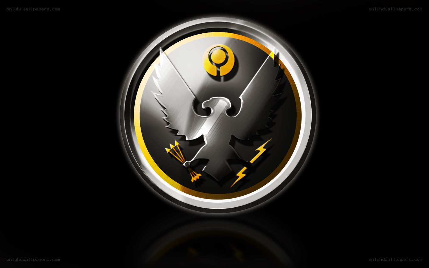 eagle emblem with lightning and arrows