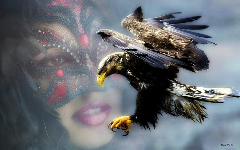 Eagle Flying Near Woman