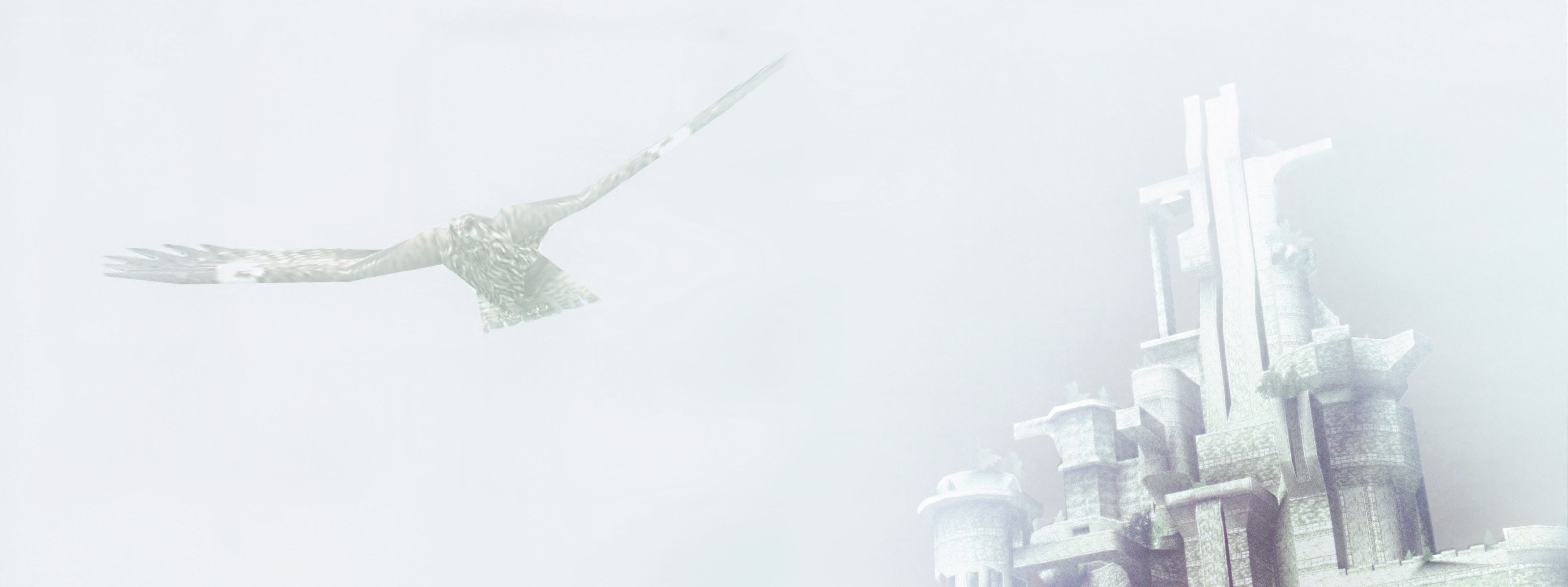 Eagle flying over a castle