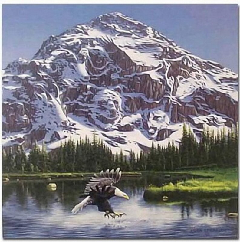 Eagle flying over a lake