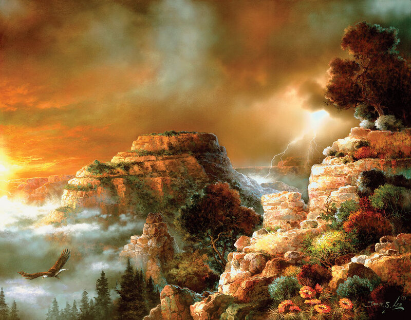 Eagle Flying over Canyon — Orange