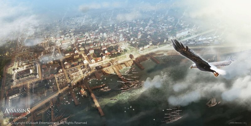 Eagle Flying over City — Blue, Dramatic