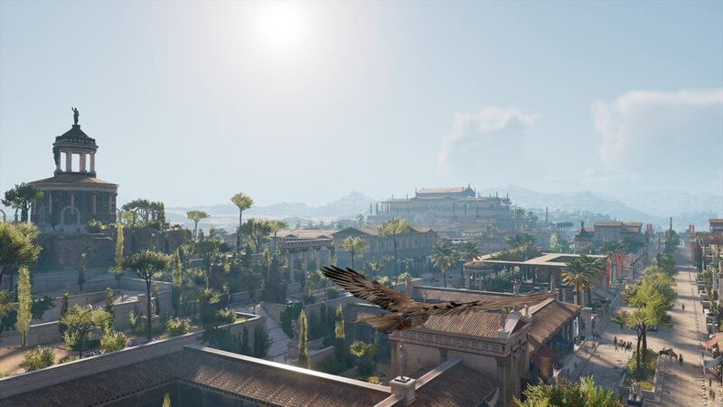 Eagle Flying over City