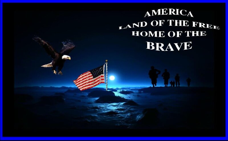 Eagle Flying over Flag — Blue