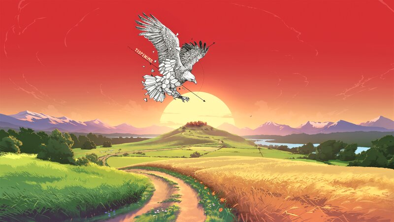 Eagle Flying over Landscape