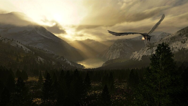 Eagle Flying over Mountains — Brown
