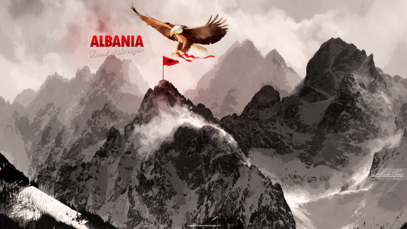 Eagle Flying over Mountains — Gray
